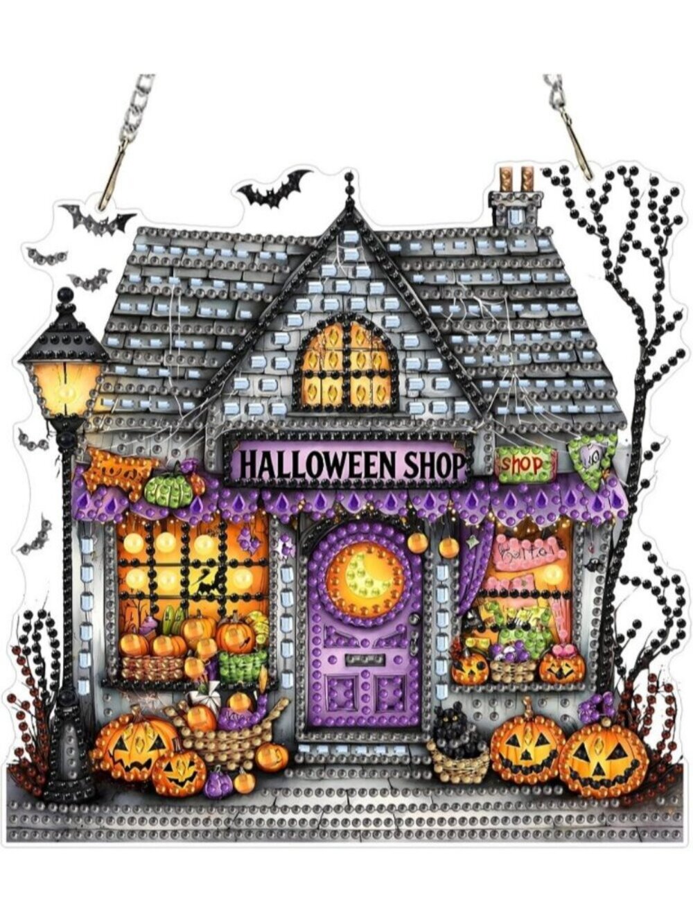 Ghost Diamond Art Hanging Kits Grey for Adults Halloween Decor Strong Adhesive